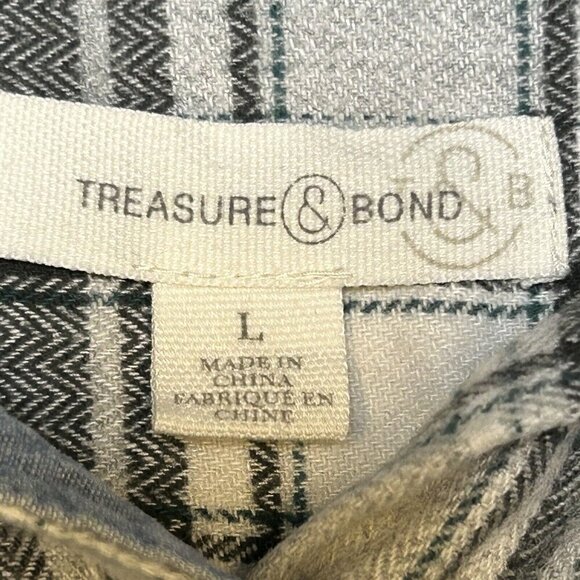 Treasure & Bond Shirt Womens Large Flannel Tunic Top Button Up Boyfriend Grunge - Picture 3 of 8